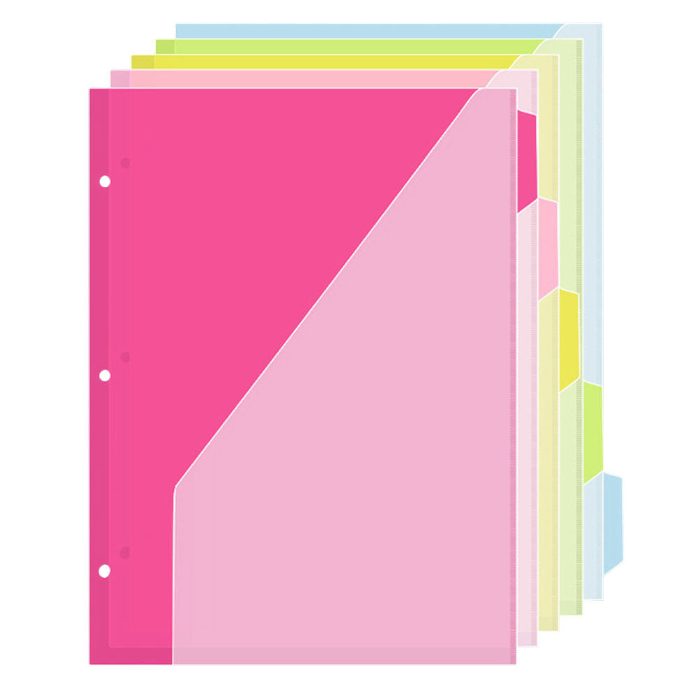 Index Tab Divider - 5Pcs Three-Hole Index Page Dividers with