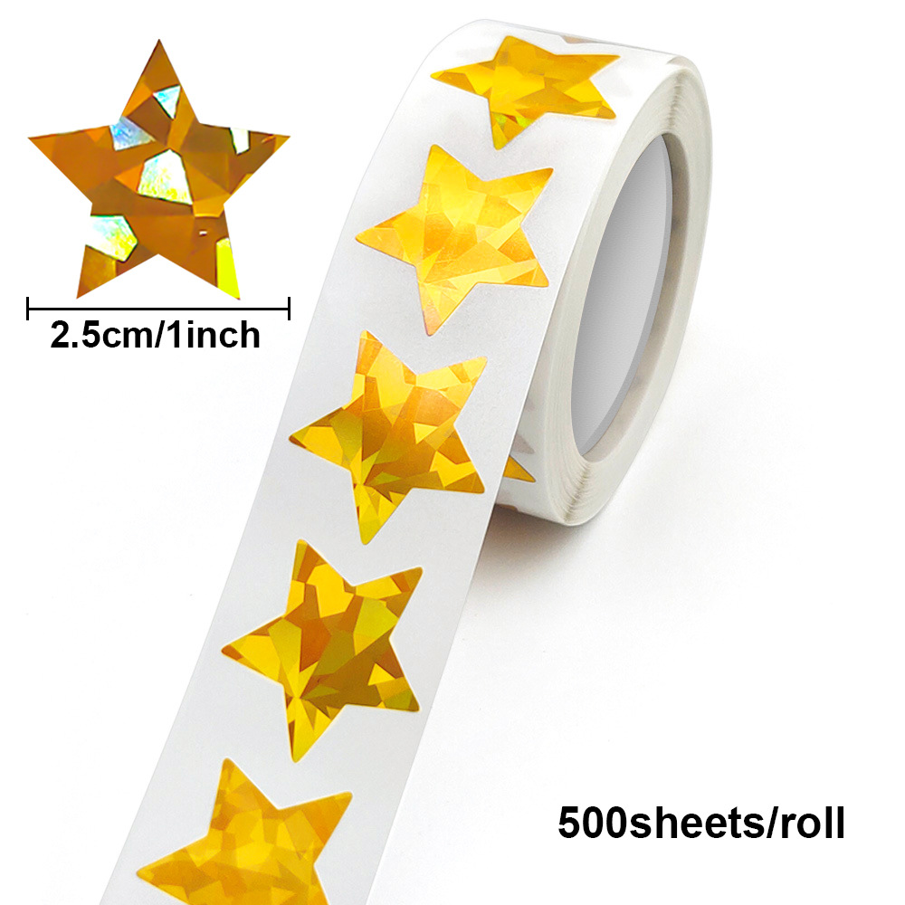 JCAC 500pcs/roll 1 Inch Hologr - Sticker Label Roll review and price