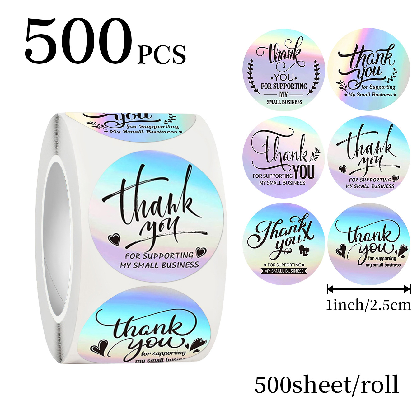 JCAC 500pcs/roll 1 Inch Hologr - Sticker Label Roll review and price