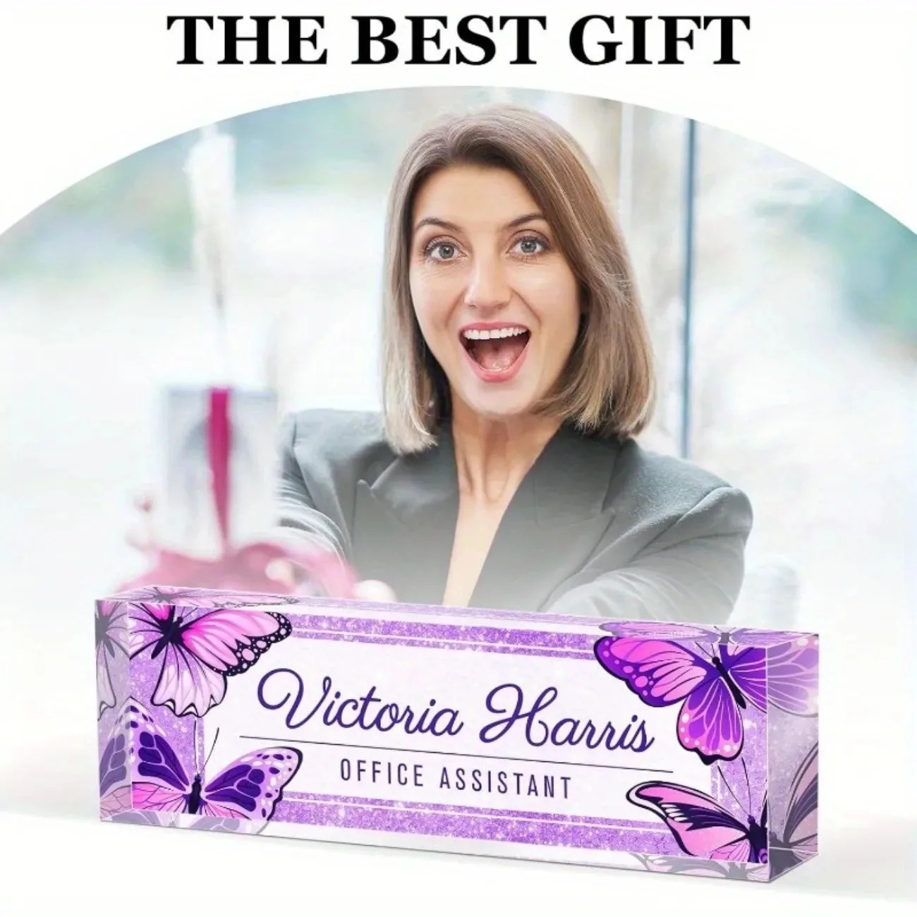 Custom Text Purple Butterfly A - Desk Name Plate review and price