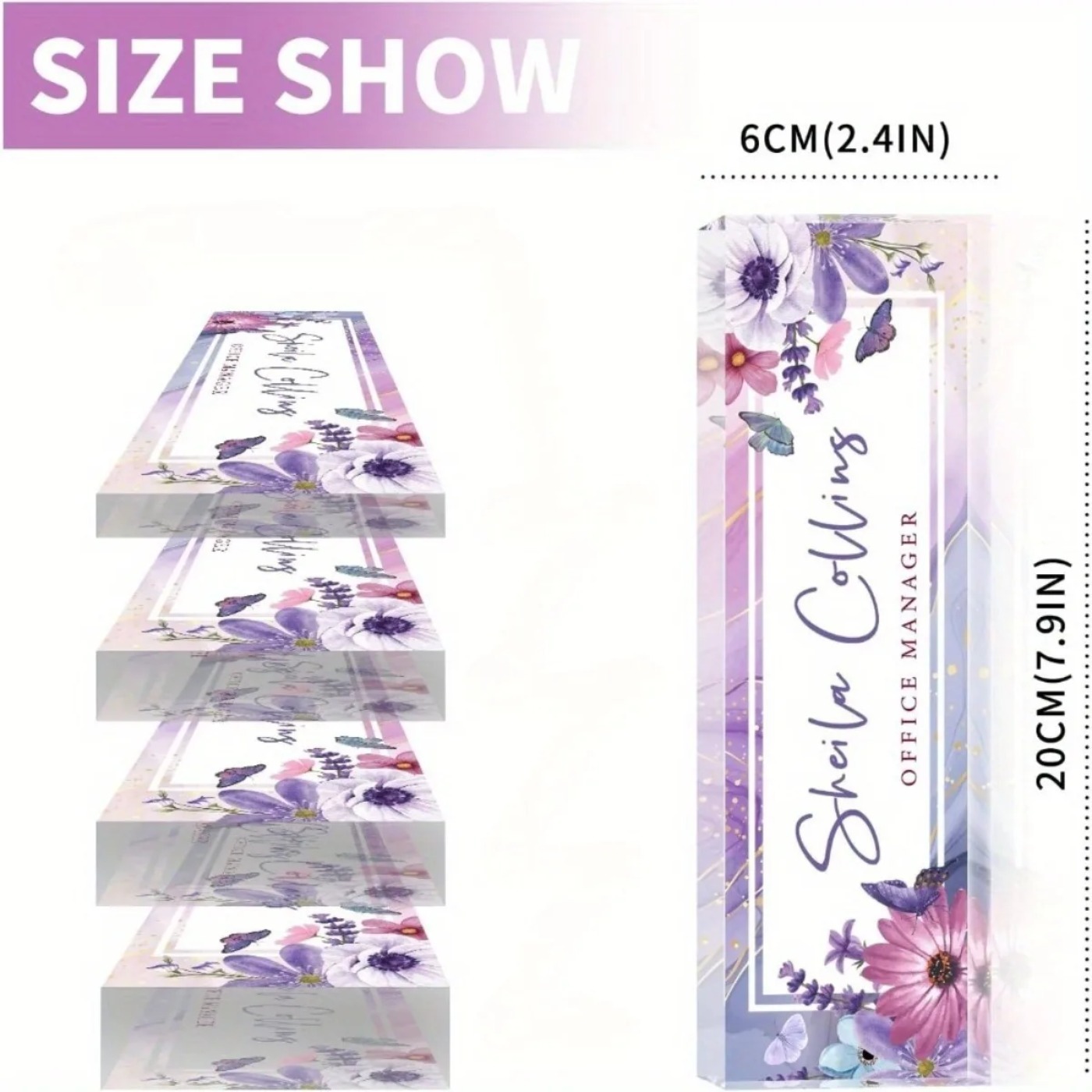 [2D Flat] Purple Flower Custom - Desk Name Plate review and price