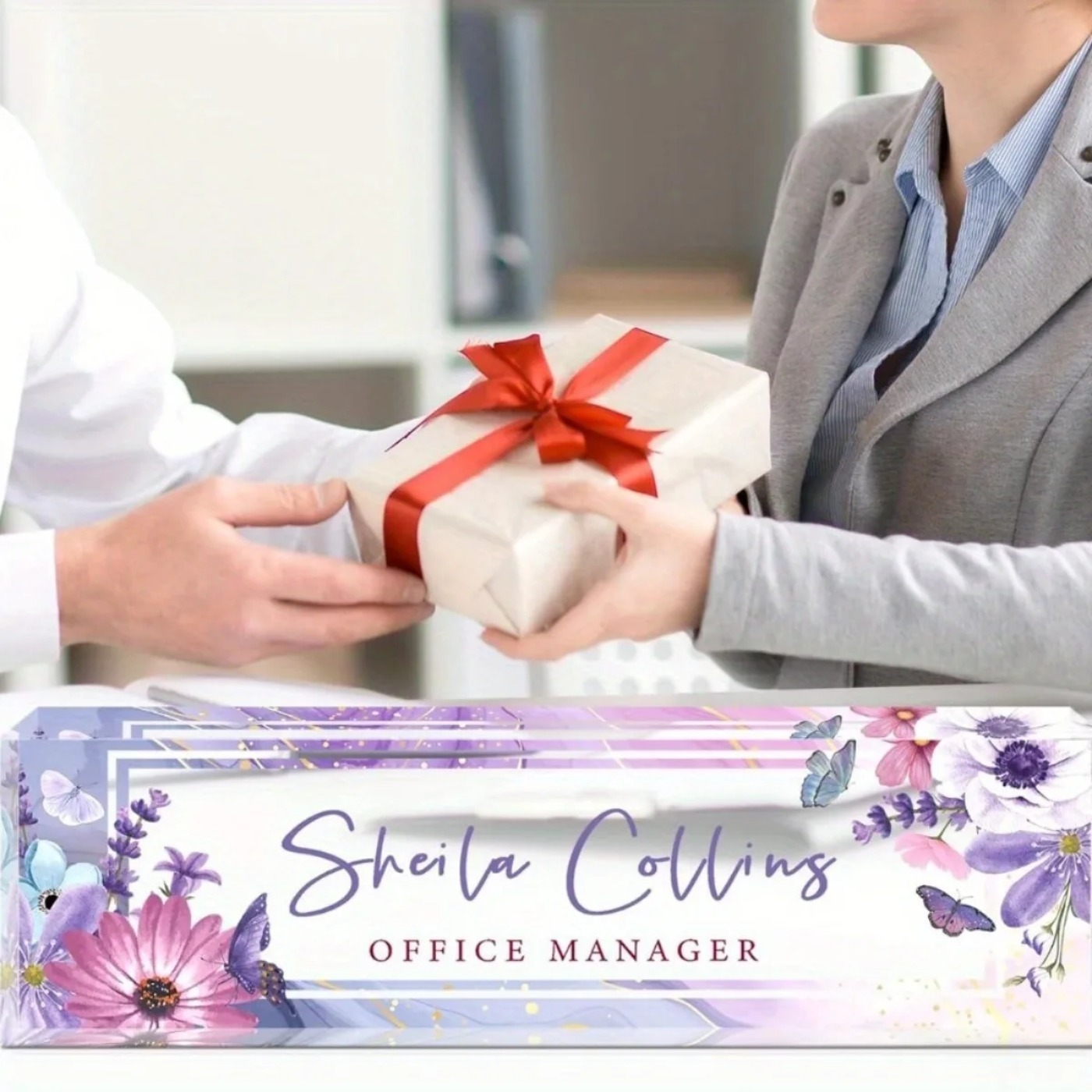 [2D Flat] Purple Flower Custom - Desk Name Plate review and price