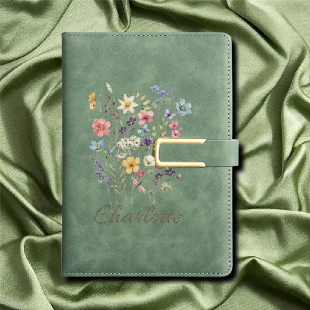 A5 Floral Monogram Custom Name - Journal Leather Hardcover review and price