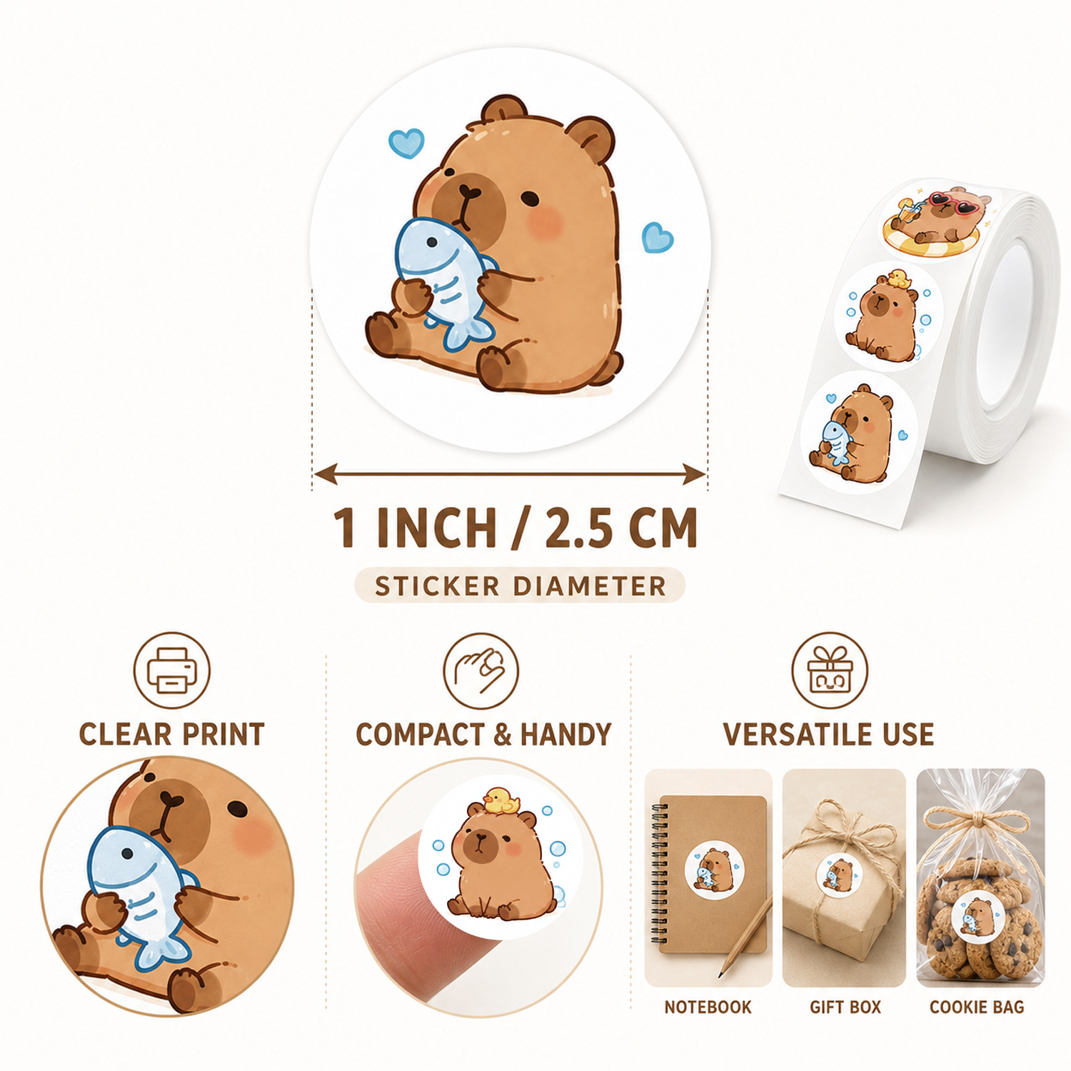 JCAC 500pcs/roll Cute Cartoon  - Sticker Label Roll review and price