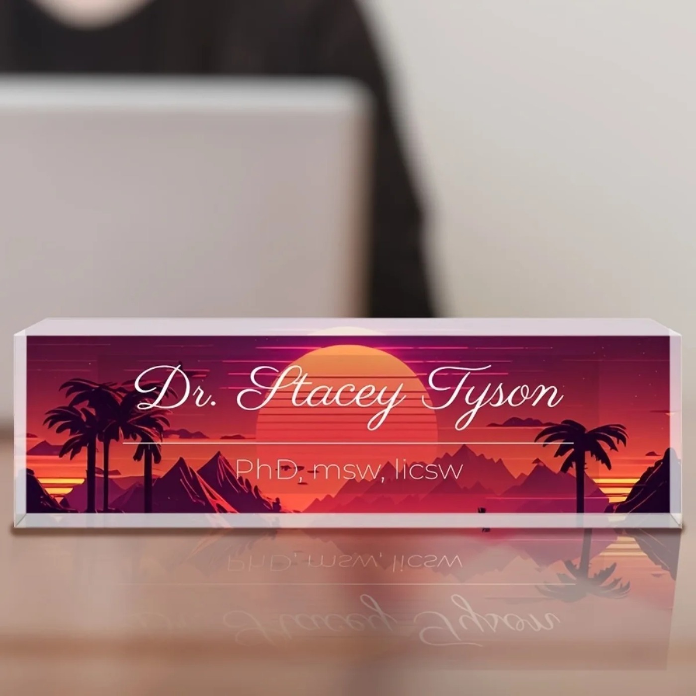 [2D Flat] Sunset Design Custom - Desk Name Plate review and price